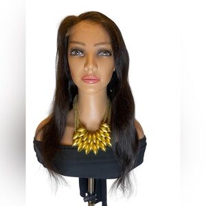 Cambodian Virgin Straight human hair hd lace closure wig-16”
